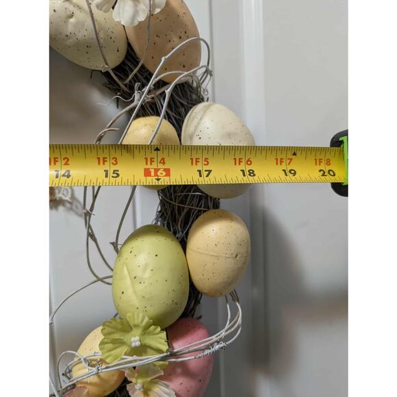 Easter Bunny Eggs Wreath Spring Flowers Vines Door Wall Holiday Decor 18" - Picture 7 of 8